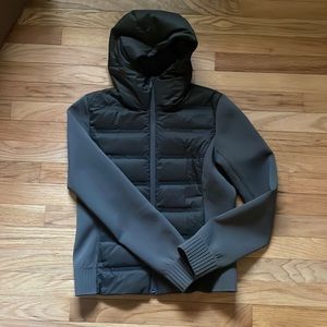 Green down-filled Lululemon bomber jacket with pockets